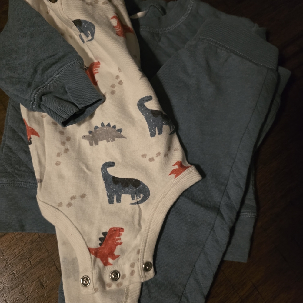 Carter's Dinosaur Print Bodysuit Set - Blue and White